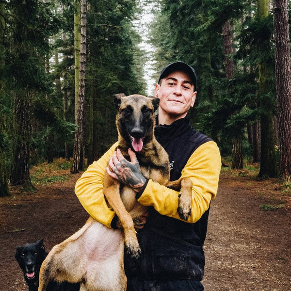 Sam, with Gnarly the Belgian Malinois